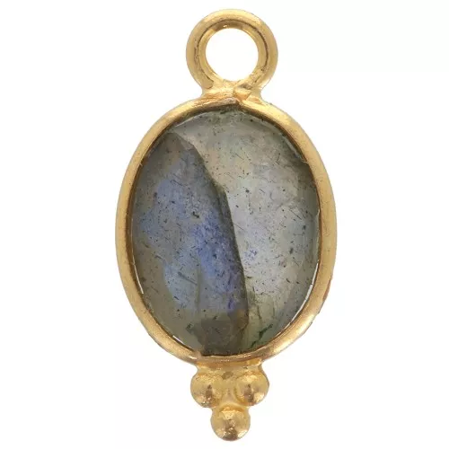 Ciondolo sfaccettato con palline 14x7 mm Argento 925 Placcato oro Labradorite