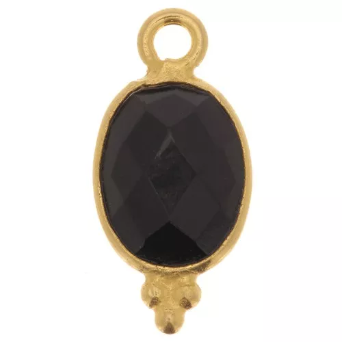 Ciondolo sfaccettato con palline 14x7 mm Argento 925 Placcato oro onice nero