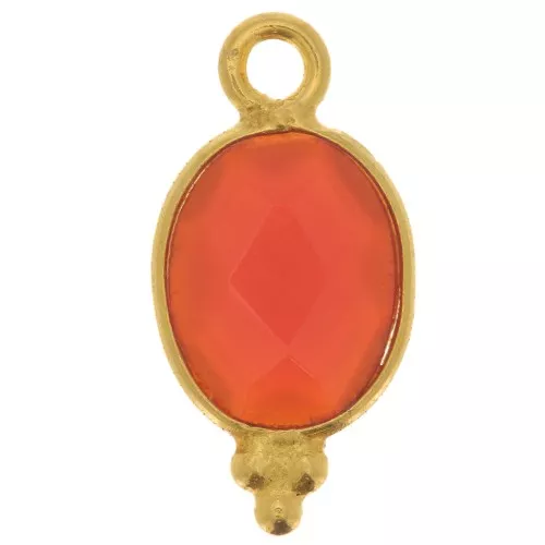 Ciondolo sfaccettato con palline 14x7 mm Arg.925 Placcato oro - Corniola