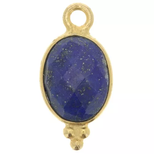 Ciondolo ovale sfaccettato con palline 14x7 mm Arg.925 Placcato oro Lapis