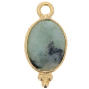 Ciondolo ovale sfaccettato con palline 14x7 mm Arg.925 Placcato oro Turchese