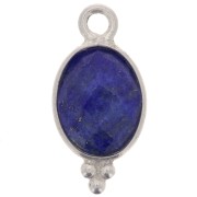 Ciondolo ovale sfaccettato con palline 14x7 mm Arg.925 - Lapis lazuli|raw }}