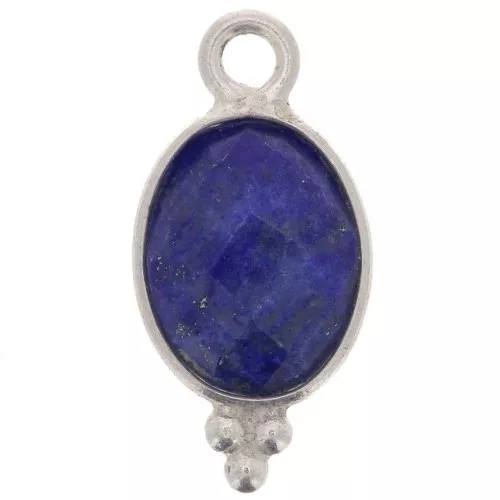 Ciondolo ovale sfaccettato con palline 14x7 mm Arg.925 - Lapis lazuli