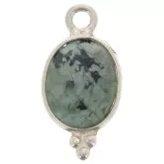 Ciondolo ovale sfaccettato con palline 14x7 mm Arg.925 - Turchese africana diaspro