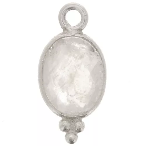 Ciondolo ovale sfaccettato con palline 14x7 mm Arg.925 - Pietra di luna