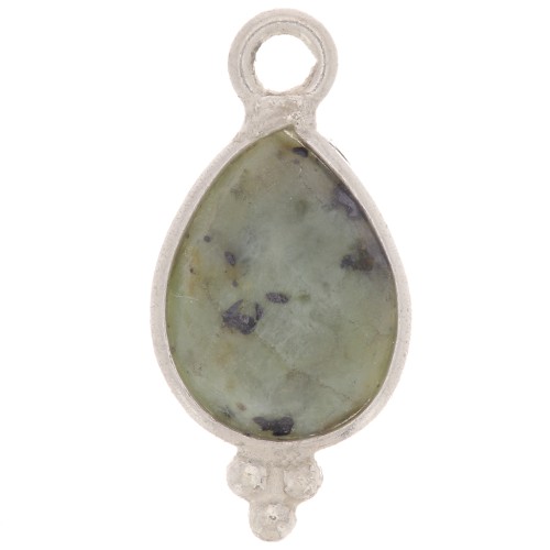 Ciondolo goccia sfaccettato con palline 14x7 mm Argento 925 - Turchese africana