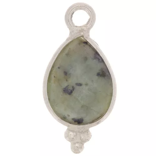 Ciondolo goccia sfaccettato con palline 14x7 mm Argento 925 - Turchese africana