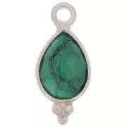Ciondolo goccia sfaccettato con palline 14x7 mm Argento 925 - Malachite x1