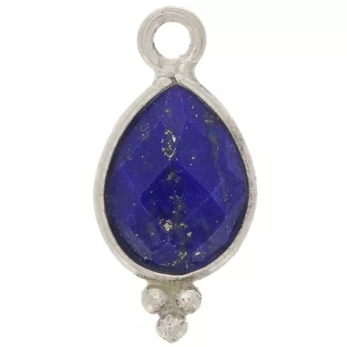 Ciondolo goccia sfaccettato con palline 14x7 mm Argento 925 - Lapis lazzuli