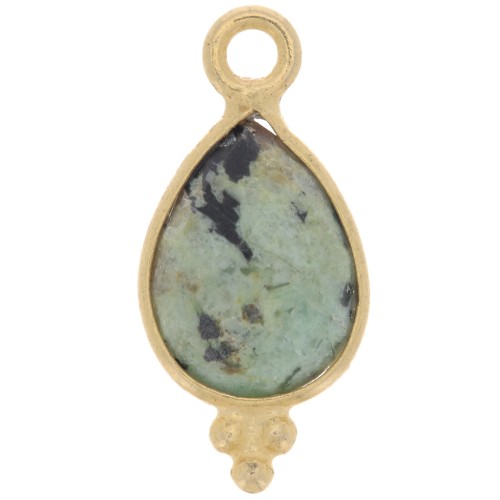 Ciondolo sfaccettato con palline 14x7 mm Argento 925 Placcato oro Turchese