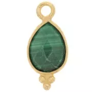 Ciondolo sfaccettato con palline 14x7 mm Argento 925 Placcato oro Malachite