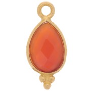 Ciondolo sfaccettato con palline 14x7mm Arg.925 Placcato oro imitazione corniola