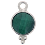 Ciondolo rotondo sfaccettato con palline 7 mm - Argento 925 - Malachite x1