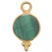 Ciondolo sfaccettato con palline 7 mm - Argento 925 placcato oro - Malachite
