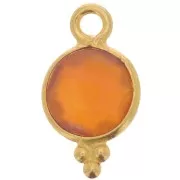 Ciondolo sfaccettato e palline 7mm Arg 925 placcato oro imitazione corniola