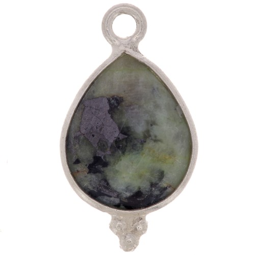 Ciondolo goccia sfaccettato con palline 16x9 mm Argento 925 - Turchese africana