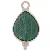 Ciondolo goccia sfaccettato con palline 16x9 mm Argento 925 - Malachite x1