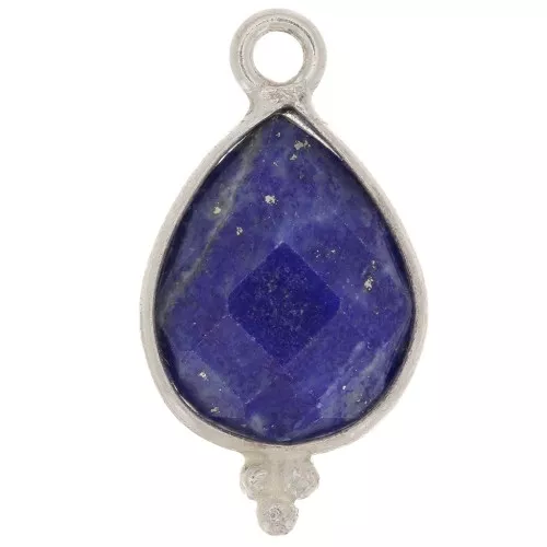 Ciondolo goccia sfaccettato con palline 16x9 mm Argento 925 - Lapis lazzuli