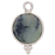 Ciondolo rotondo sfaccettato e palline 9 mm Arg.925- Turchese africana