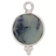 Ciondolo rotondo sfaccettato e palline 9 mm Arg.925- Turchese africana