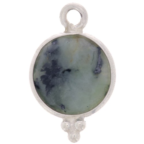 Ciondolo rotondo sfaccettato e palline 9 mm Arg.925- Turchese africana