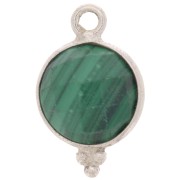 Ciondolo rotondo sfaccettato e palline 9 mm Arg.925 - Malachite|raw }}