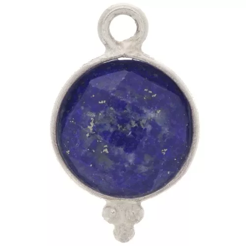 Ciondolo rotondo sfaccettato e palline 9 mm Arg.925 - Lapis lazzuli
