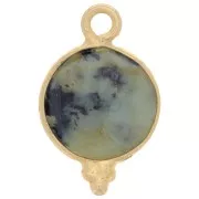 Ciondolo sfaccettato e palline 9 mm Arg.925 Placcato oro Turchese