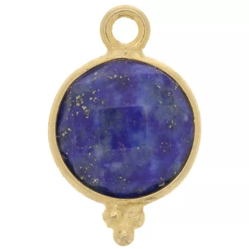 Ciondolo sfaccettato e palline 9 mm Arg.925 Placcato oro Lapis