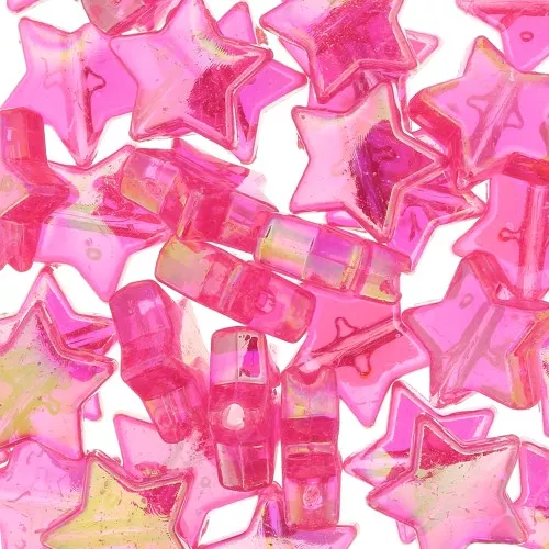 Perline a stella iridescente - 11 mm - Fucsia AB x50