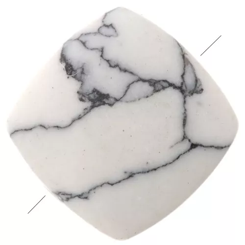 Perlina piatta quadrata pietra semipreziose 8mm - Howlite x1