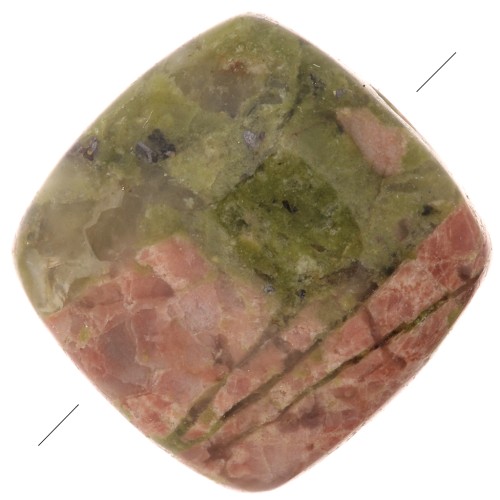 Perlina piatta quadrata pietra semipreziose 8mm - Unakite x1
