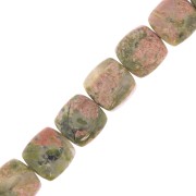 Perlina piatta quadrata pietra semipreziose 8mm - Unakite x1