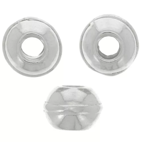 Perla metallo fori grandi mm. 9 Rodiato x5