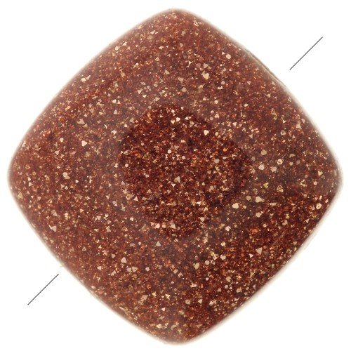 Perlina piatta quadrata in Gold Stone 8mm- Imitazione pietra di sole x1