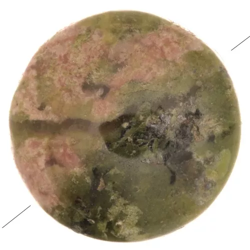 Perla piatta rotonda - disco - 8 mm in pietra gemma - Unakite x1