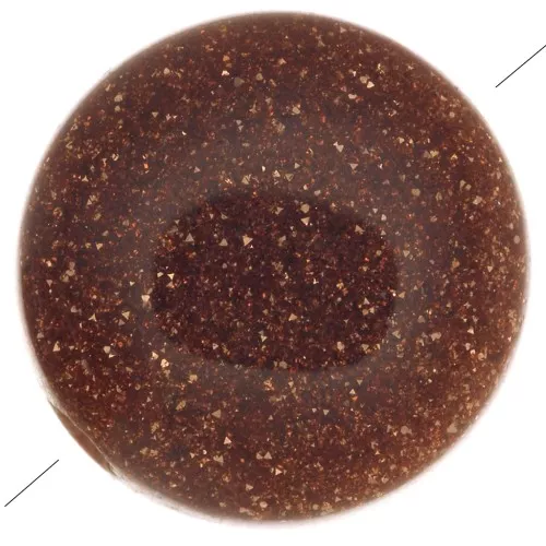 Perlina tonda piatta -disco - 8 mm in gold stone - Imitazione Sunstone x1