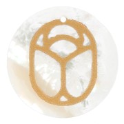 Pendente tondo piatto 20mm scarabeo inciso escluso Perles&Co-Madreperla - Oro x1