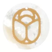 Pendente tondo piatto 20mm scarabeo inciso escluso Perles&Co-Madreperla - Oro x1