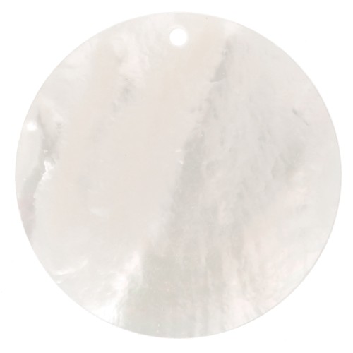 Pendente tondo piatto di madreperla 25 mm - Naturale x1