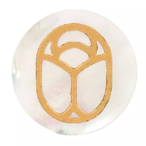 Cabochon rotondo piatto 15 mm -scarabeo inciso escluso Perles and Co Madreperla x1