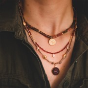 Cabochon Occhio tondo inciso di madreperla 16 mm - Naturale x1