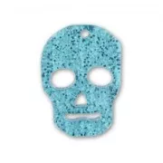 Pendente teschio 23 mm Aquamarine con paillettes x1