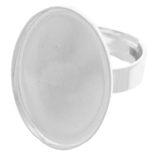 Anello Castone retro piatto mm. 25x18 argentato x1