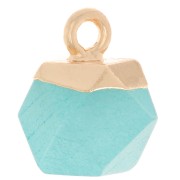 Ciondolo cubo sfaccettato 12x11mm imitazione gemma Giada - Blu - dorato x1|raw }}