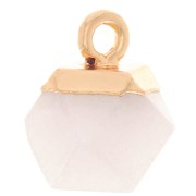 Ciondolo cubo sfaccettato 12x11mm imitazione pietra di luna - Dorato x1|raw }}