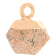 Ciondolo cubo sfaccettato 12x11 mm imitazione gemma Jasper paesaggio - dorato x1|raw }}