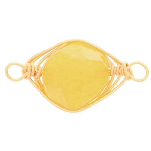 Distanziatore ovale 17x9 mm imitazione gemma Citrino - Oro x1
