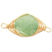 Distanziatore ovale 17x9 mm imitazione gemma Avventurina Oro x1