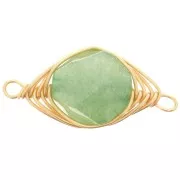 Distanziatore ovale 17x9 mm imitazione gemma Avventurina Oro x1